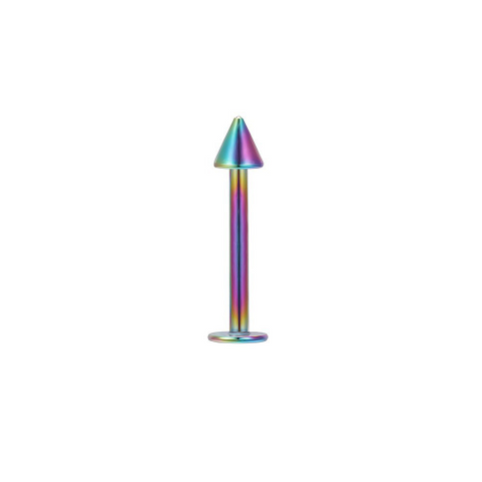 Rainbow Stainless Steel External Thread Labret with Pointed 3mm Balls